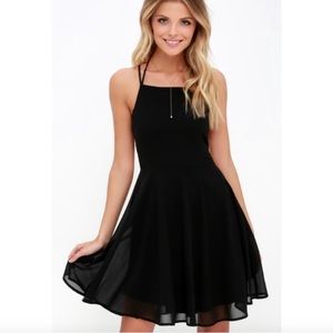 Lulu's Good Deeds Black Lace-Up Dress - Size Small